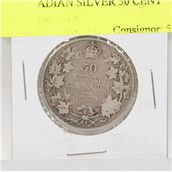 1929 CANADIAN SILVER 50 CENT PIECE