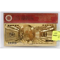USA REPLICA 100 DOLLAR 24K GOLD FOIL BANK NOTE