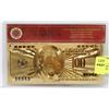Image 1 : USA REPLICA 100 DOLLAR 24K GOLD FOIL BANK NOTE