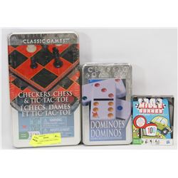 LOT OF 3 NEW GAMES INCLUDING DOMINOES,