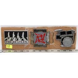 LOT OF 3 ROCK BAND THEMED BELT BUCKLES