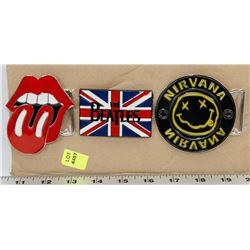 LOT OF 3 ROCK BAND THEMED BELT BUCKLES
