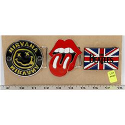 LOT OF 3 ROCK BAND THEMED BELT BUCKLES
