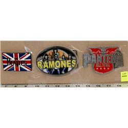 LOT OF 3 ROCK BAND THEMED BELT BUCKLES