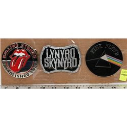 LOT OF 3 ROCK BAND THEMED BELT BUCKLES
