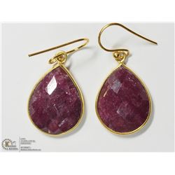 9) GOLD TONE RED ONYX EARRINGS