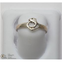 10) SILVER RING SIZE 7 WITH DOLPHIN DESIGN