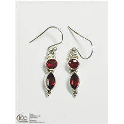 17) SILVER GARNET EARRINGS