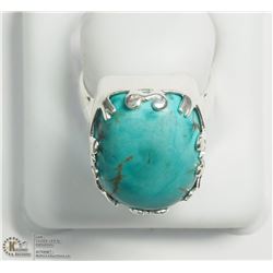 18) SILVER TURQUOISE RING SIZE 7.5