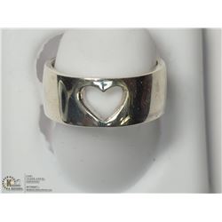 22) SILVER RING SIZE 6.25 WITH HEART DESIGN