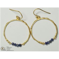 25) SILVER HOOP STYLE GEMSTONE EARRINGS