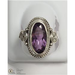 30) SILVER AMETHYST RING SIZE 7