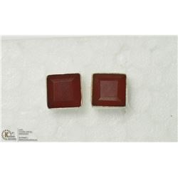 35) SILVER RED ONYX EARRINGS