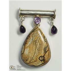 46) SILVER AMETHYST GEMSTONE PENDANT
