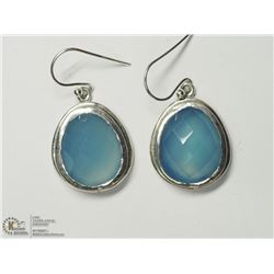 48) SILVER BLUE CHALCEDONY EARRINGS