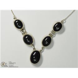 50) SILVER BLACK ONYX NECKLACE