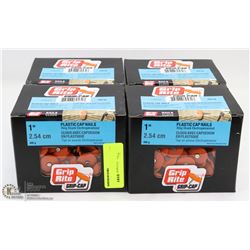 4 CASES OF 1" PLASTIC CAP NAILS