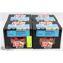 4 CASES OF 1" PLASTIC CAP NAILS