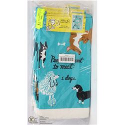 6 NEW BLUE Q DISH TOWELS 21" X 28" W/ SAYINGS -