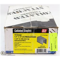 CASE OF COLLATED STAPLES 15 GAUGE 1/2" MEDIUM