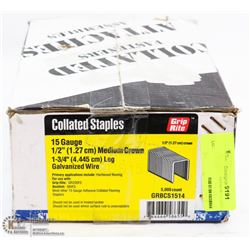 CASE OF COLLATED STAPLES 15 GAUGE 1/2" MEDIUM
