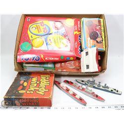 FLAT OF VINTAGE TOYS & GAMES IN ORIGINAL BOXES