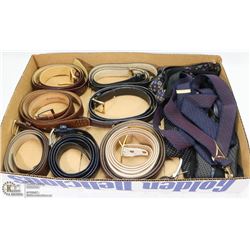 FLAT OF MEN'S ASSORTED  BELTS & SUSPENDERS