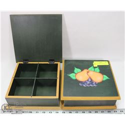 SET OF 2 WOODEN TEA BOXES.
