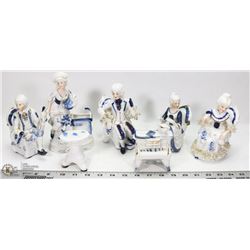 FLAT OF BLUE & WHITE PORCELAIN FIGURES