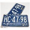 Image 1 : SET OF 1964 VINTAGE ALBERTA LICENSE PLATES