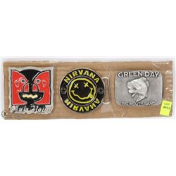LOT OF 3 ROCK BAND THEME BELT BUCKLES