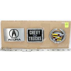 LOT OF 3 AUTOMOTIVE THEMED BELT BUCKLES