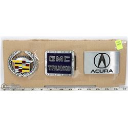 LOT OF 3 AUTOMOTIVE THEMED BELT BUCKLES
