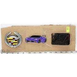LOT OF 3 AUTOMOTIVE THEMED BELT BUCKLES