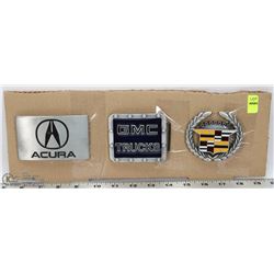 LOT OF 3 AUTOMOTIVE THEMED BELT BUCKLES