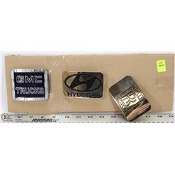 LOT OF 3 AUTOMOTIVE THEMED BELT BUCKLES