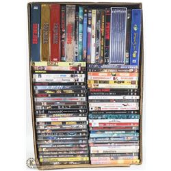 FLAT OF 70 ASSORTED DVDS.