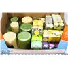 Image 1 : LARGE BOX OF ASSORTED SCENTED CANDLES