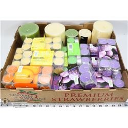 LARGE FLAT  OF ASSORTED SCENTED CANDLES