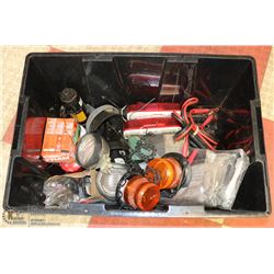 LARGE BLACK BIN FULL OF AUTOMOTIVE SHOP