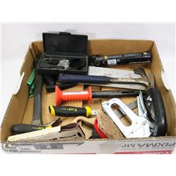 LARGE FLAT OF VARIOUS TOOLS INCL. SAWS,