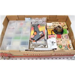 FLAT FULL OF ARTS & CRAFTS INCL. STAMPS,