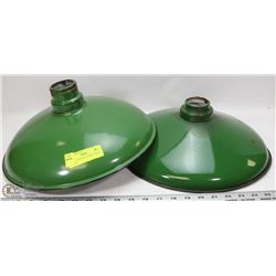 SET OF 2 VINTAGE ENAMEL LIGHT SHADES
