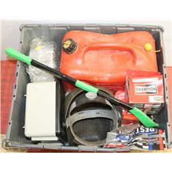 SHOP SUPPLIES, JERRY CAN, HEATER, WELDING HELMET &