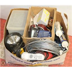 LARGE BOX WITH ASSORTED HARDWARE, TOOLS ,