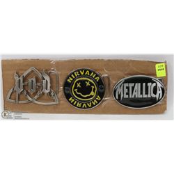 LOT OF 3 ROCK BAND THEMED BELT BUCKLES