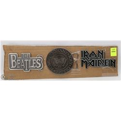 LOT OF 3 ROCK BAND THEMED BELT BUCKLES