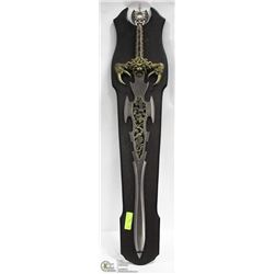 GOTHIC SKULL LONG SWORD WITH WALL MOUNT PLAQUE