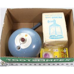 PROPANE CAMPING LANTERN WITH ACCESSORIES.