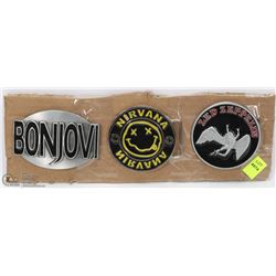 LOT OF 3 ROCK BAND THEMED BELT BUCKLES